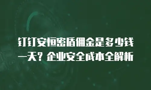 钉钉安恒密盾佣金是多少钱一天？企业安全成本全解析