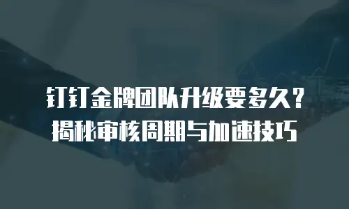 钉钉金牌团队升级要多久？揭秘审核周期与加速技巧