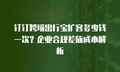 钉钉跨境出行宝扩容多少钱一次？企业合规差旅成本解析