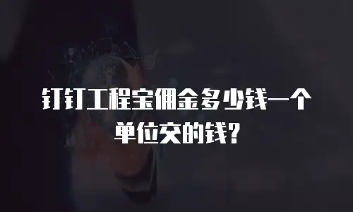 钉钉工程宝佣金多少钱一个单位交的钱？