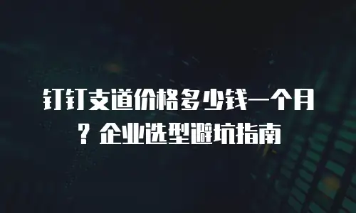 钉钉支道价格多少钱一个月？企业选型避坑指南