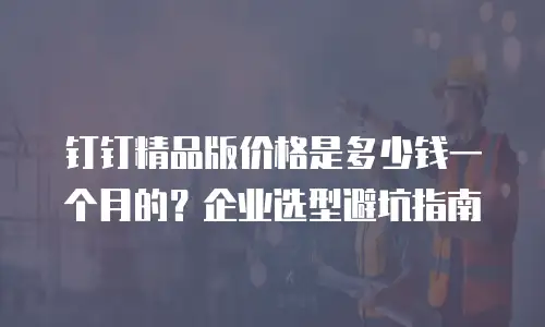 钉钉精品版价格是多少钱一个月的？企业选型避坑指南