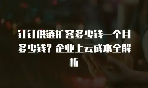 钉钉供链扩容多少钱一个月多少钱？企业上云成本全解析
