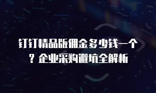 钉钉精品版佣金多少钱一个？企业采购避坑全解析
