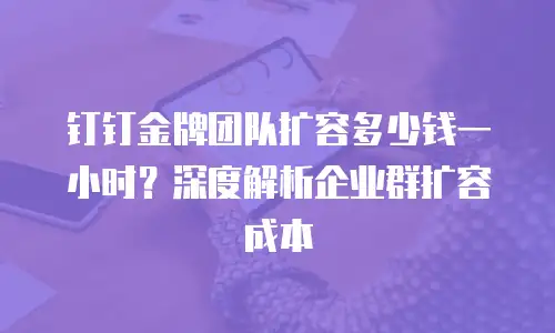 钉钉金牌团队扩容多少钱一小时？深度解析企业群扩容成本
