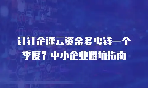 钉钉企速云资金多少钱一个季度？中小企业避坑指南
