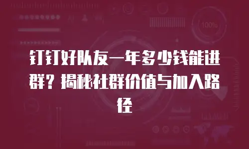 钉钉好队友一年多少钱能进群？揭秘社群价值与加入路径