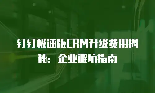 钉钉极速版CRM升级费用揭秘：企业避坑指南