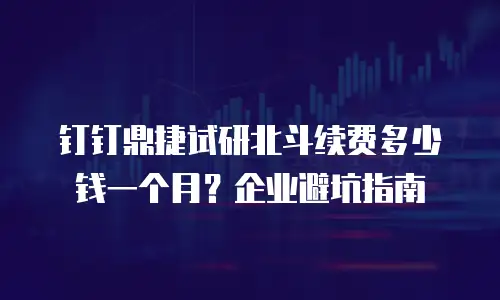 钉钉鼎捷试研北斗续费多少钱一个月？企业避坑指南