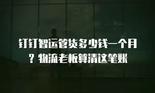 钉钉智运管货多少钱一个月？物流老板算清这笔账