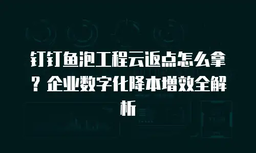 钉钉鱼泡工程云返点怎么拿？企业数字化降本增效全解析