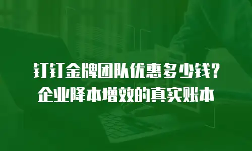 钉钉金牌团队优惠多少钱？企业降本增效的真实账本