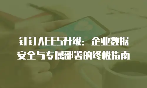 钉钉AEES升级：企业数据安全与专属部署的终极指南