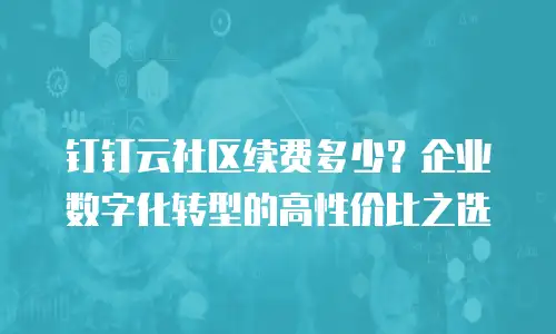 钉钉云社区续费多少？企业数字化转型的高性价比之选