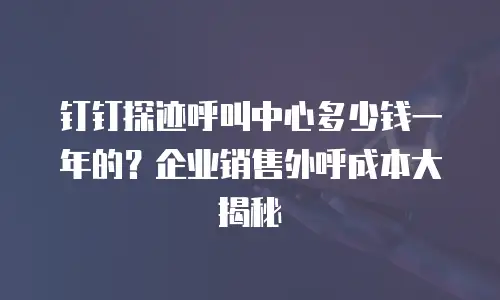 钉钉探迹呼叫中心多少钱一年的？企业销售外呼成本大揭秘