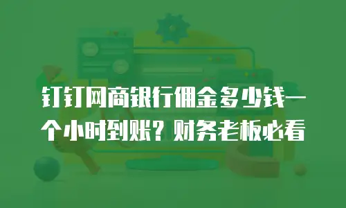 钉钉网商银行佣金多少钱一个小时到账？财务老板必看