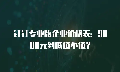 钉钉专业版企业价格表：9800元到底值不值？