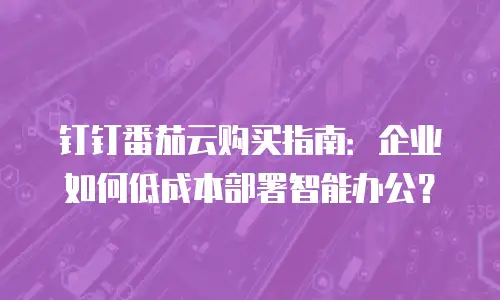 钉钉番茄云购买指南：企业如何低成本部署智能办公？