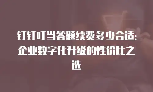 钉钉叮当答题续费多少合适：企业数字化升级的性价比之选