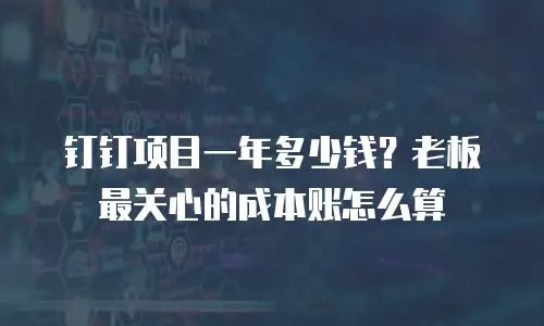 钉钉项目一年多少钱？老板最关心的成本账怎么算