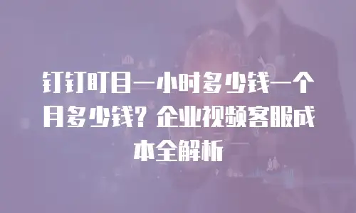 钉钉盯目一小时多少钱一个月多少钱？企业视频客服成本全解析