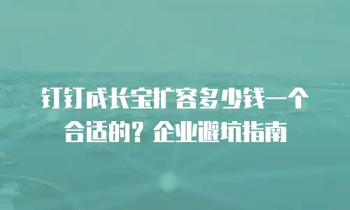 钉钉成长宝扩容多少钱一个合适的？企业避坑指南