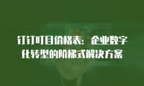 钉钉盯目价格表：企业数字化转型的阶梯式解决方案