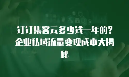 钉钉集客云多少钱一年的？企业私域流量变现成本大揭秘