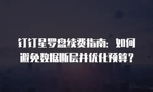 钉钉星罗盘续费指南：如何避免数据断层并优化预算？
