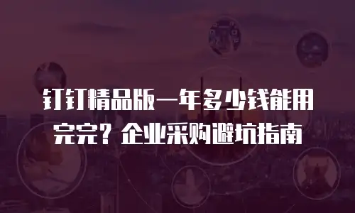 钉钉精品版一年多少钱能用完完？企业采购避坑指南
