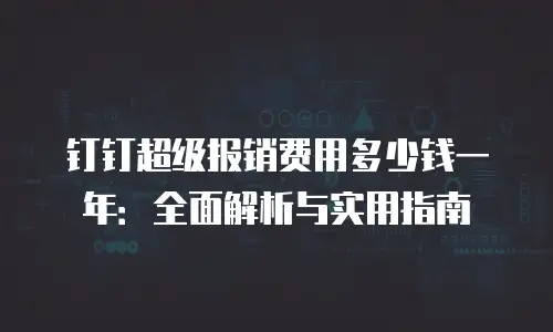 钉钉超级报销费用多少钱一年：全面解析与实用指南