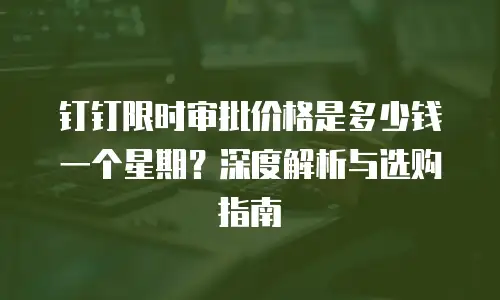 钉钉限时审批价格是多少钱一个星期？深度解析与选购指南
