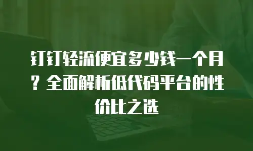 钉钉轻流便宜多少钱一个月？全面解析低代码平台的性价比之选
