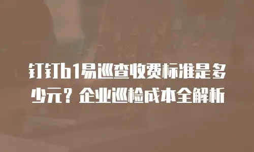 钉钉b1易巡查收费标准是多少元？企业巡检成本全解析