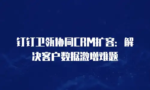 钉钉卫瓴协同CRM扩容：解决客户数据激增难题
