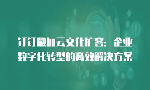 钉钉微加云文化扩容：企业数字化转型的高效解决方案
