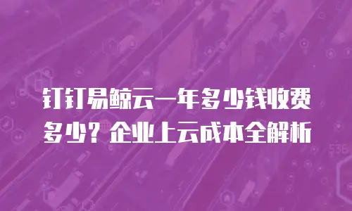 钉钉易鲸云一年多少钱收费多少？企业上云成本全解析