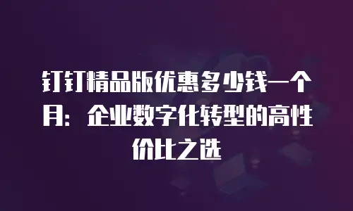 钉钉精品版优惠多少钱一个月：企业数字化转型的高性价比之选