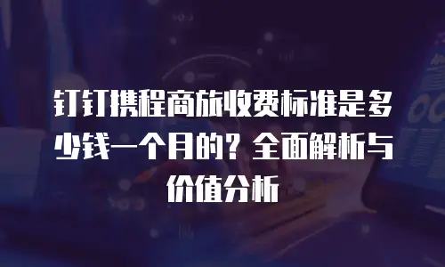 钉钉携程商旅收费标准是多少钱一个月的？全面解析与价值分析