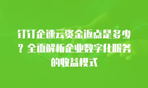 钉钉企速云资金返点是多少？全面解析企业数字化服务的收益模式