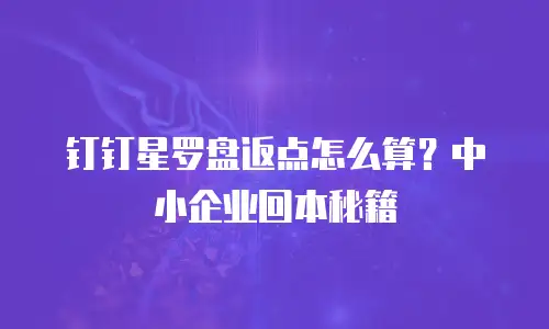 钉钉星罗盘返点怎么算？中小企业回本秘籍