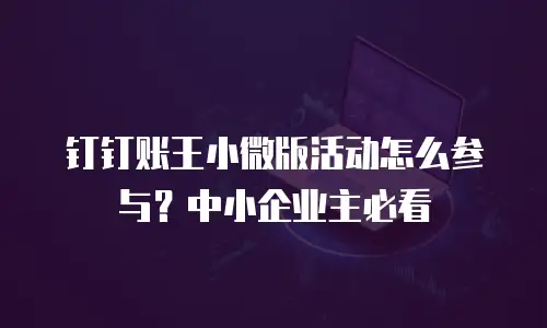 钉钉账王小微版活动怎么参与？中小企业主必看