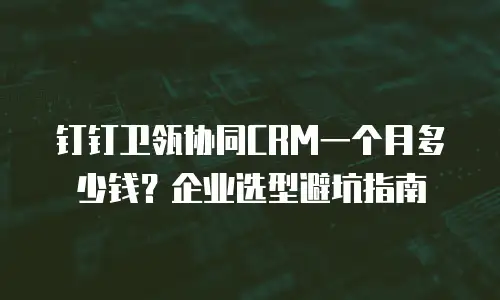 钉钉卫瓴协同CRM一个月多少钱？企业选型避坑指南
