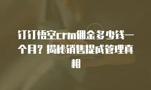 钉钉悟空crm佣金多少钱一个月？揭秘销售提成管理真相