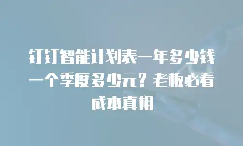 钉钉智能计划表一年多少钱一个季度多少元？老板必看成本真相