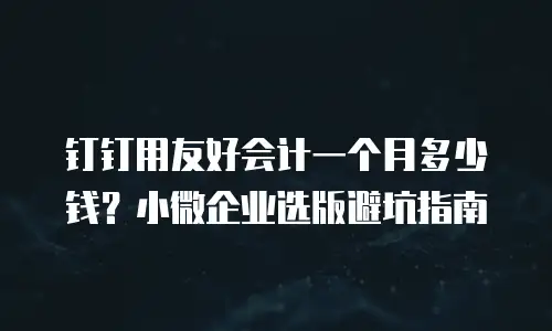 钉钉用友好会计一个月多少钱？小微企业选版避坑指南