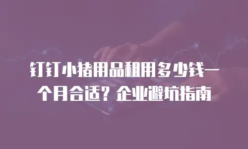 钉钉小猪用品租用多少钱一个月合适？企业避坑指南