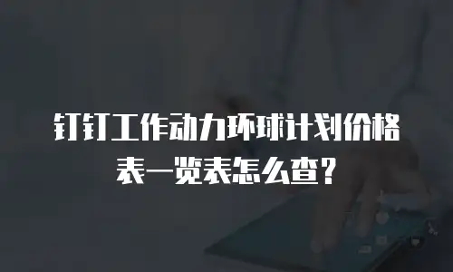 钉钉工作动力环球计划价格表一览表怎么查？