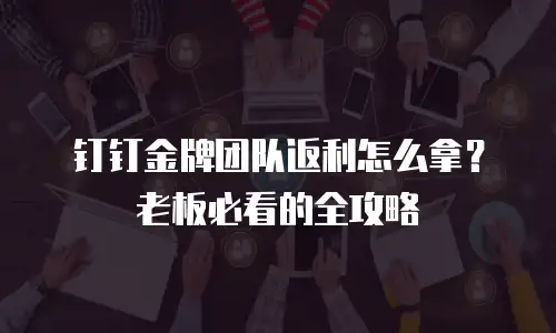 钉钉金牌团队返利怎么拿？老板必看的全攻略