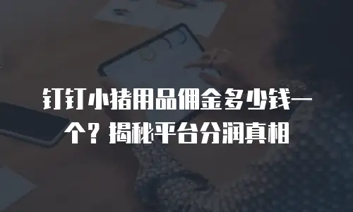 钉钉小猪用品佣金多少钱一个？揭秘平台分润真相